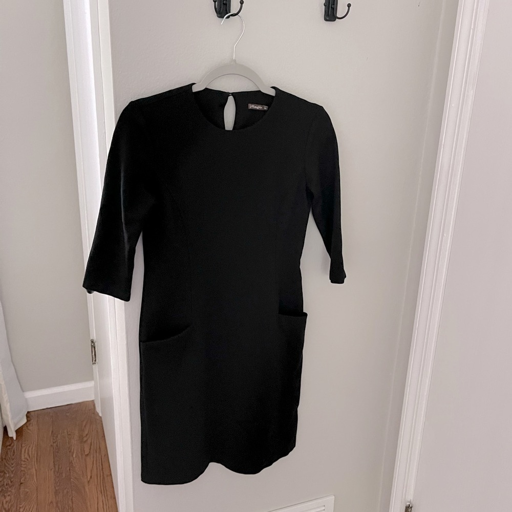 J. Mclaughlin Black 3/4 Sleeve Dress with Pockets, XS